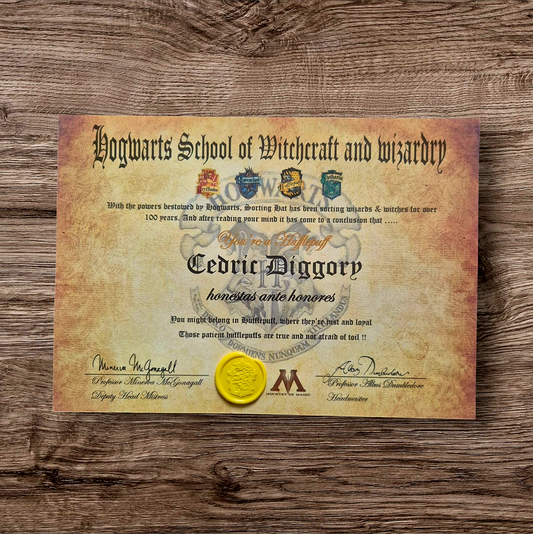 Personalised Sorting Ceremony Certificates