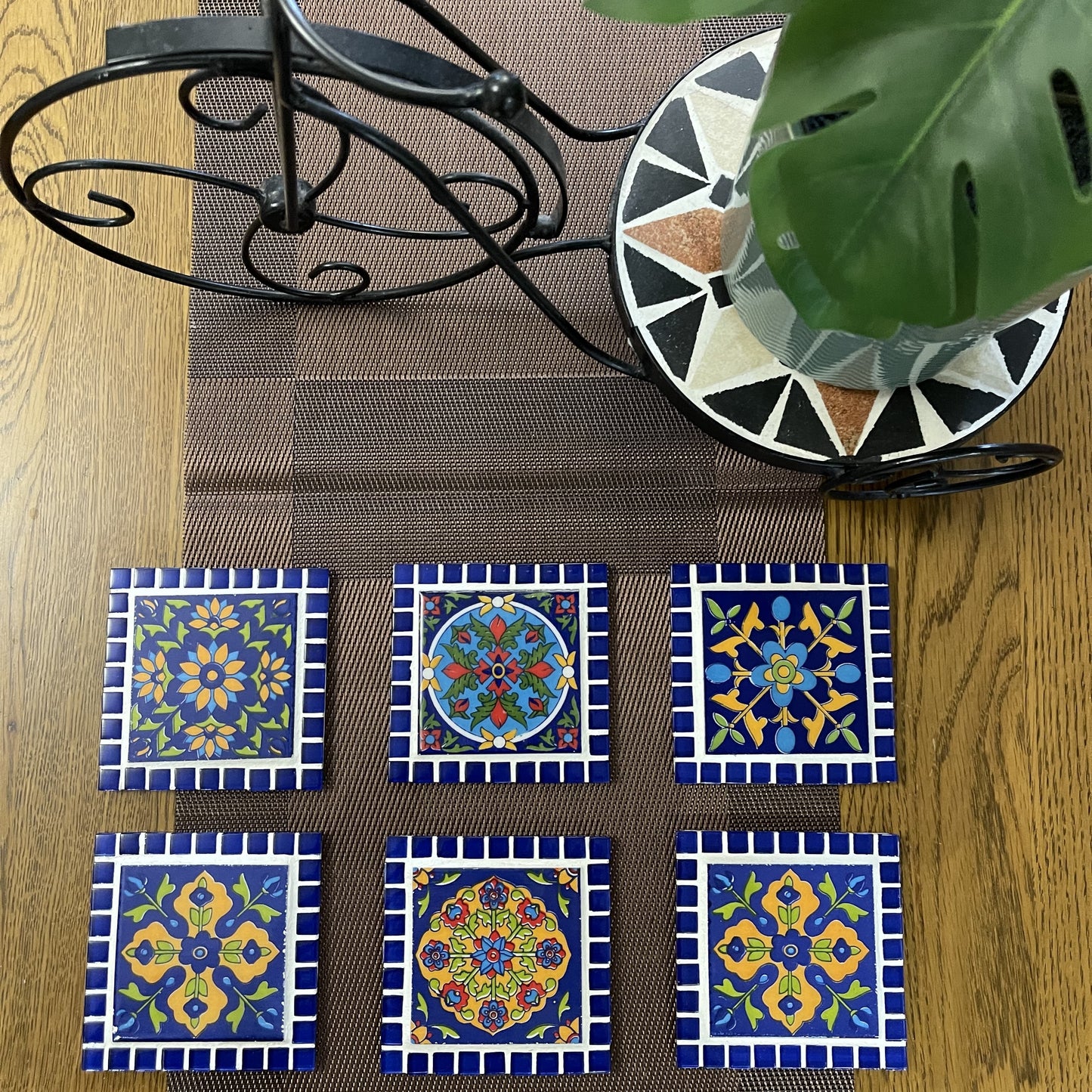 Pair of HANDMADE tea Mosaic Coasters - Insipred from True Colors of India
